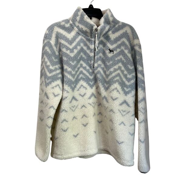 Pink Victoria’s Secret Sherpa Half Zip Pullover Cozy Fleece Logo Top M - Picture 1 of 5